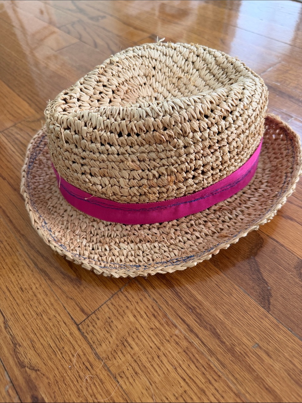lola Natural Straw Fedora with Hot Pink Band